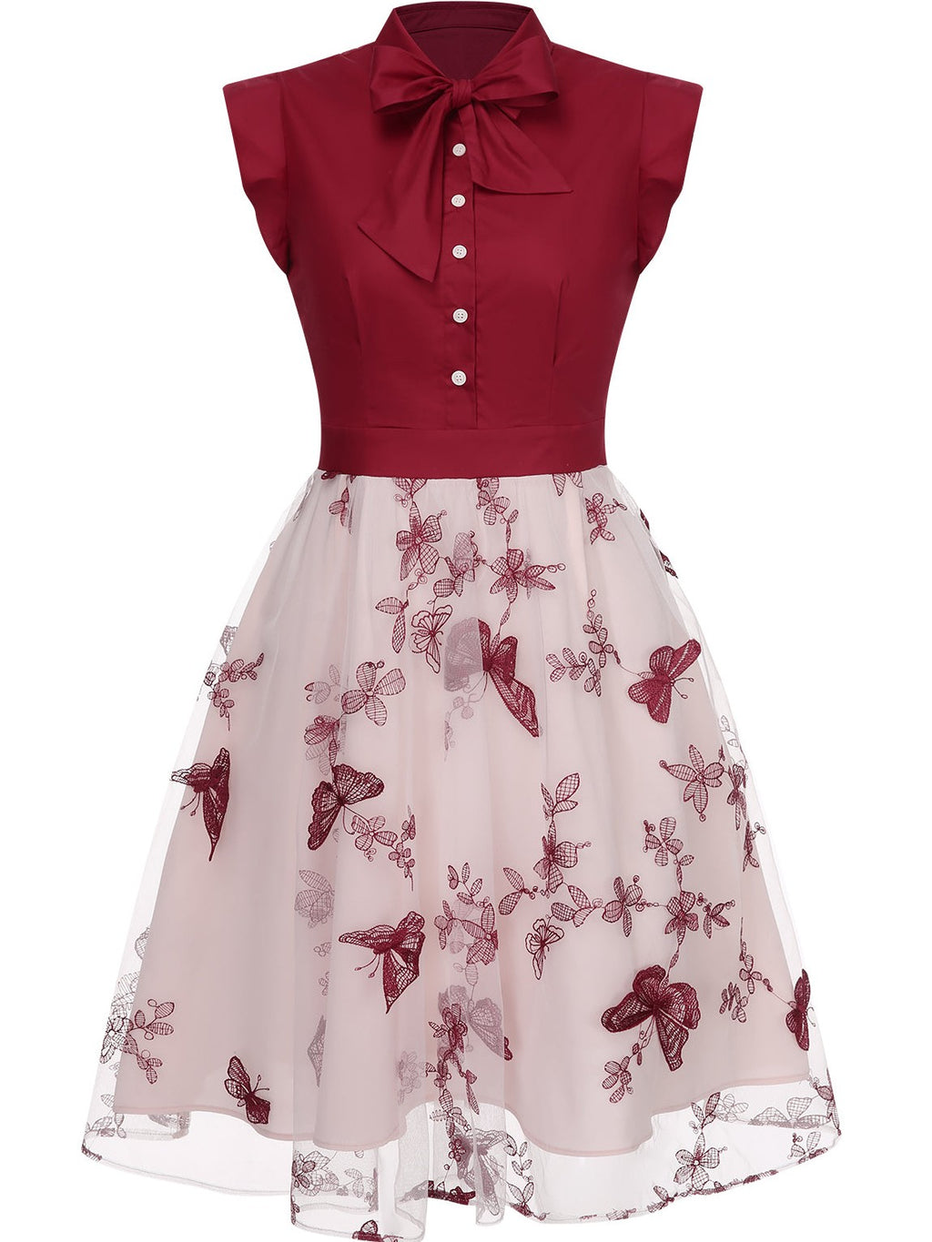 Green 1950s Floral Patchwork Vintage Dress