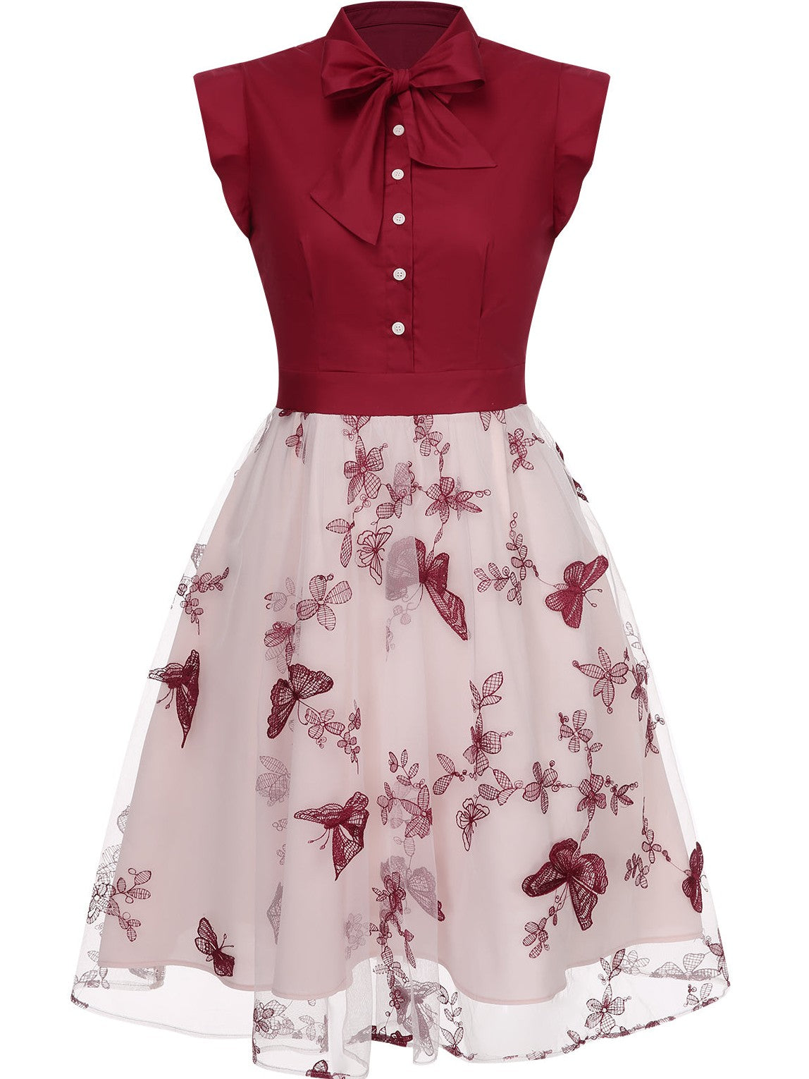 Green 1950s Floral Patchwork Vintage Dress