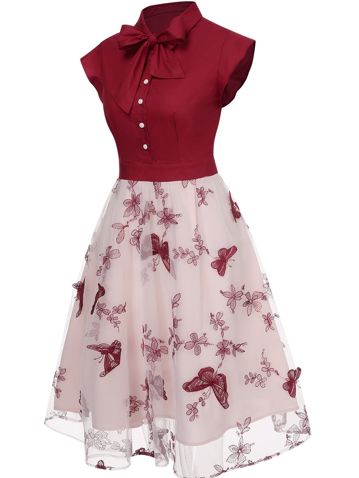 Green 1950s Floral Patchwork Vintage Dress