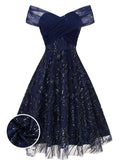 Verity reproduction evening dress in deep navy