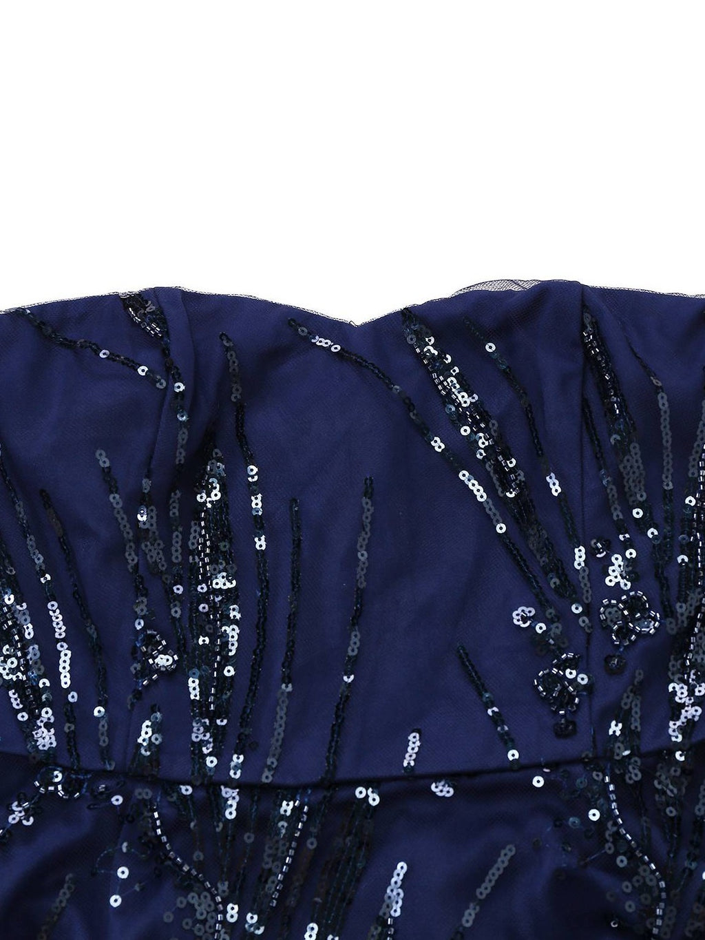 Blue 1950s Off-Shoulder Embroidered Sequin Floral Dress