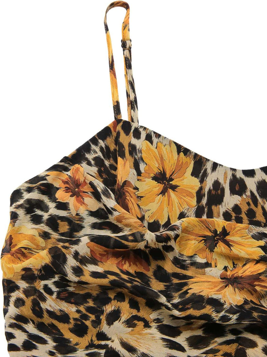 1950s Slip Leopard Sunflower Butterflies Lace Dress