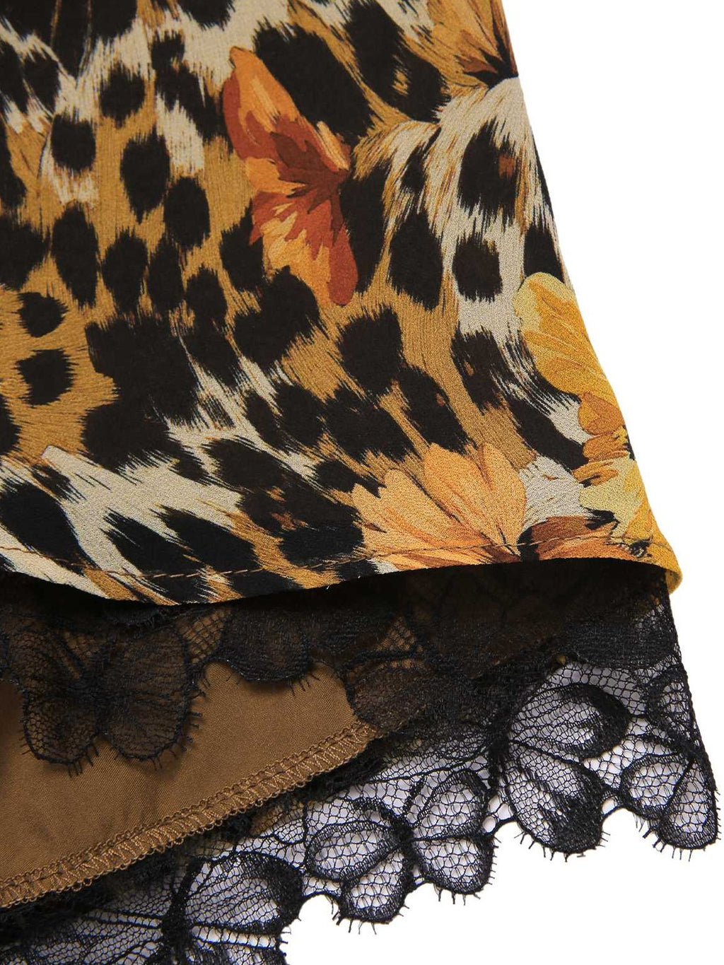 1950s Slip Leopard Sunflower Butterflies Lace Dress