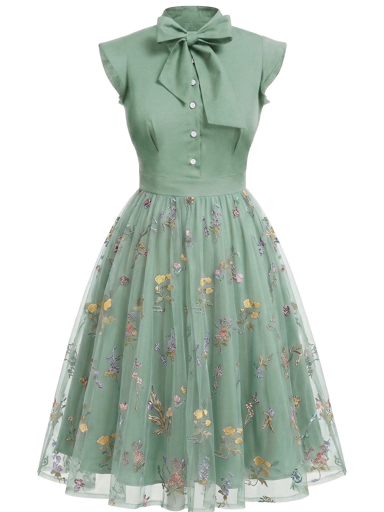 Black 1950s Butterfly Patchwork Vintage Dress