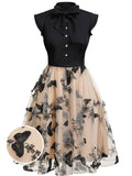 Maribel reproduction swing dress with a fitted black bodice
