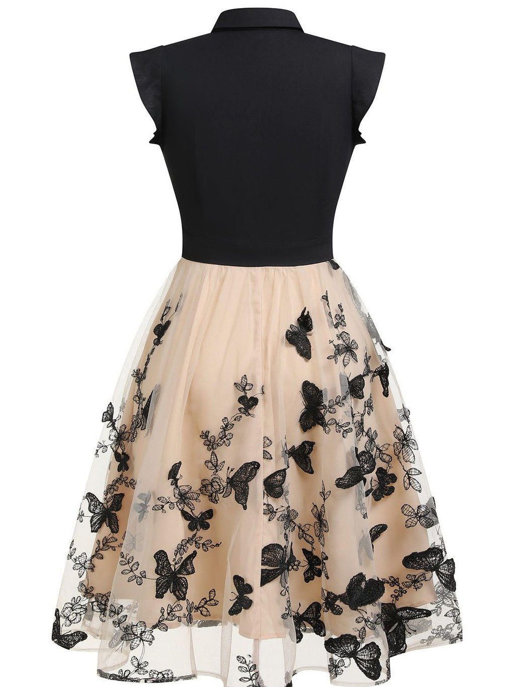 Black 1950s Butterfly Patchwork Vintage Dress