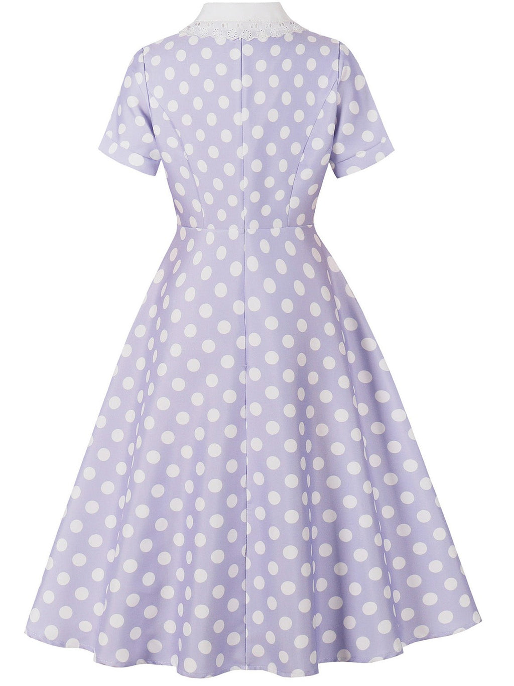1950s Polka Dot Lace-Trimmed Collar Swing Dress