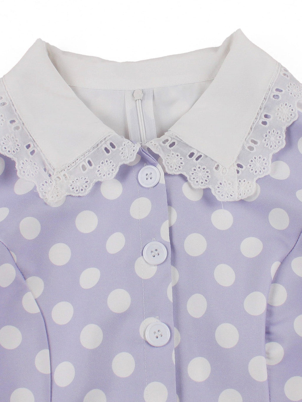 1950s Polka Dot Lace-Trimmed Collar Swing Dress