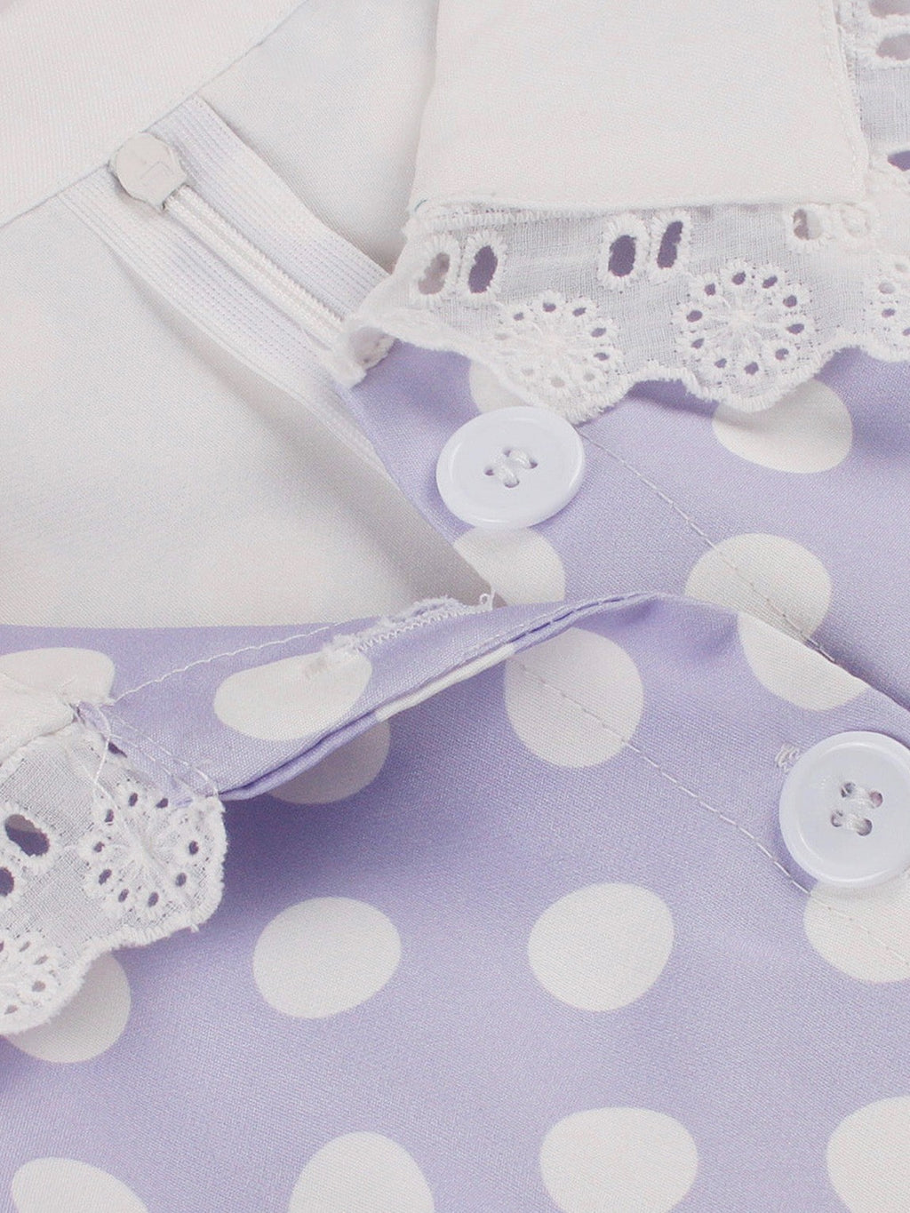 1950s Polka Dot Lace-Trimmed Collar Swing Dress