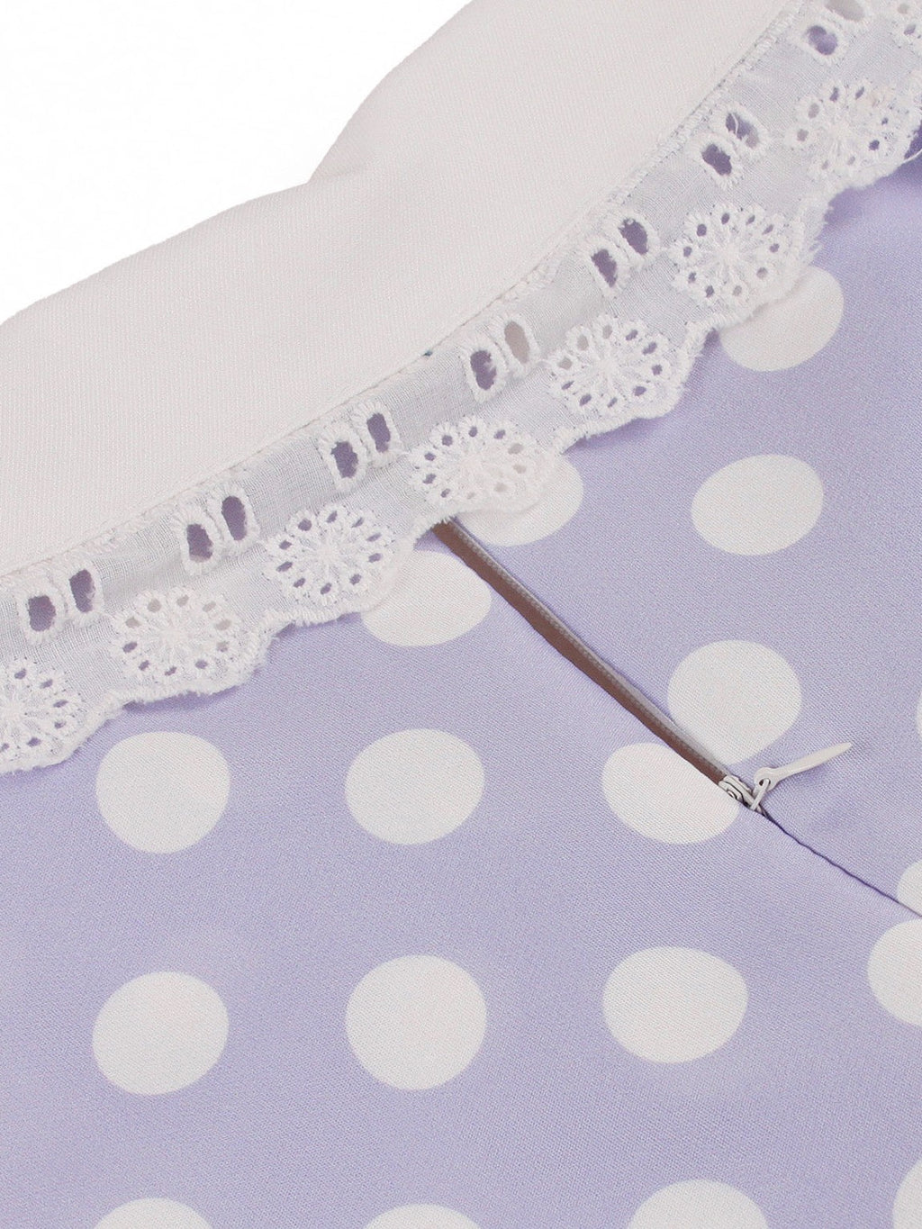 1950s Polka Dot Lace-Trimmed Collar Swing Dress