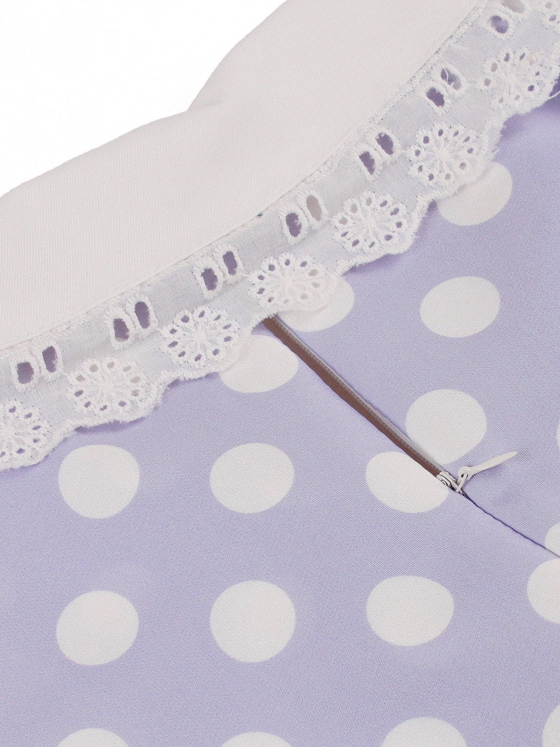 1950s Polka Dot Lace-Trimmed Collar Swing Dress