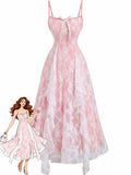 Delphine reproduction dress in floral lace over a full lining