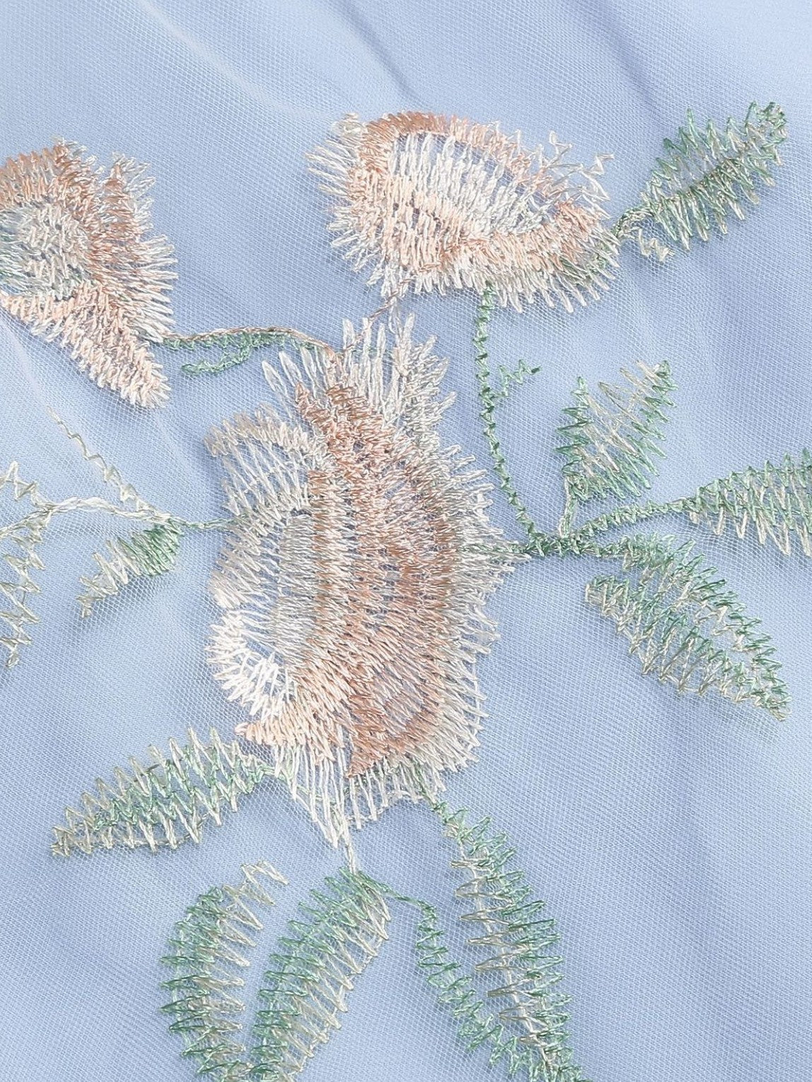 1950s Tie-Strap Floral Embroidered Tulle Dress