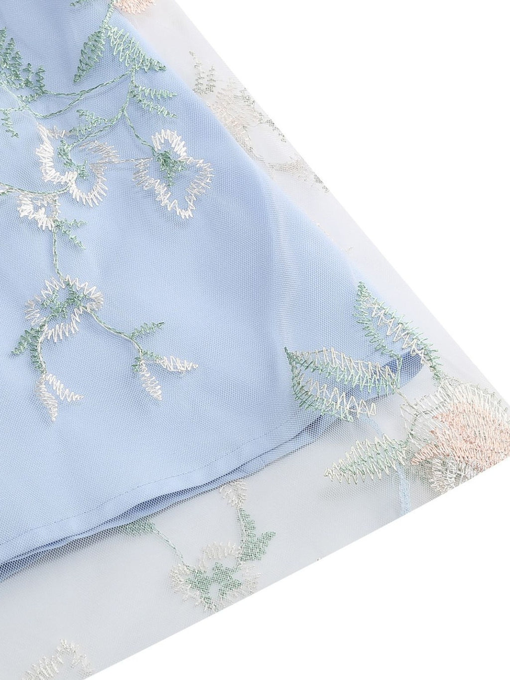 1950s Tie-Strap Floral Embroidered Tulle Dress
