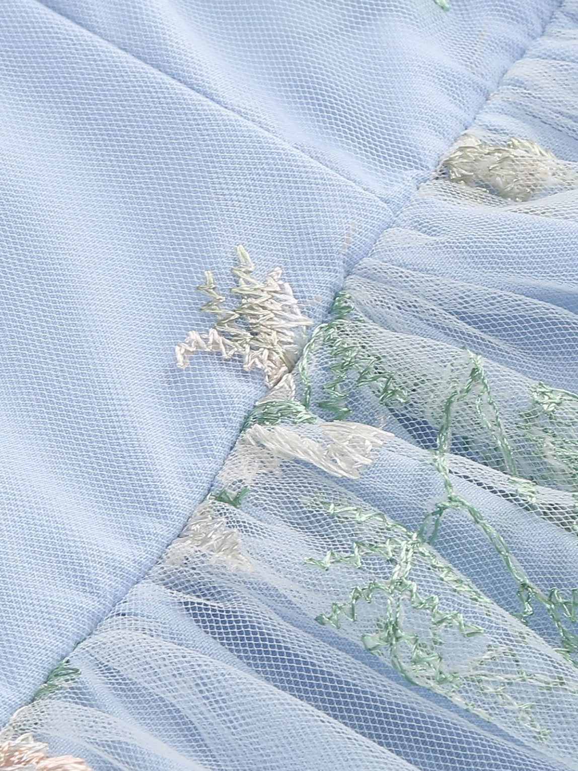 1950s Tie-Strap Floral Embroidered Tulle Dress
