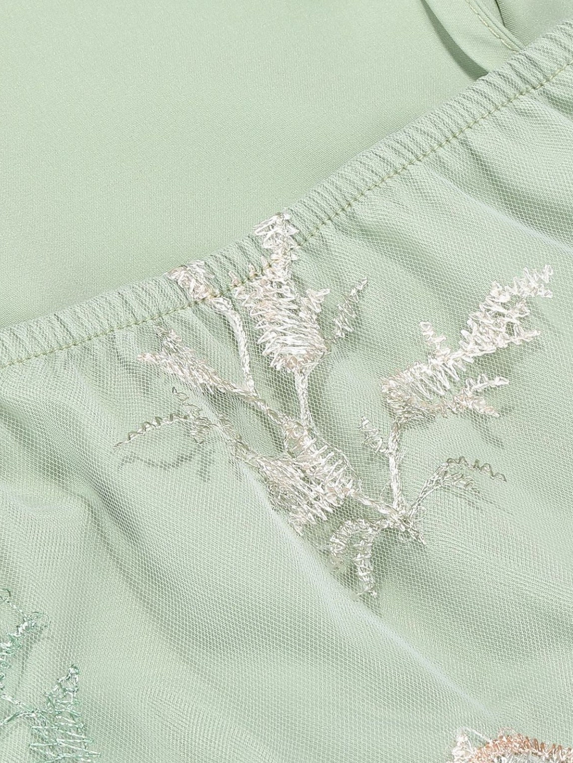1950s Tie-Strap Floral Embroidered Tulle Dress