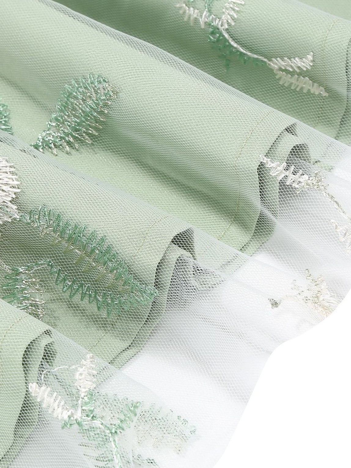1950s Tie-Strap Floral Embroidered Tulle Dress