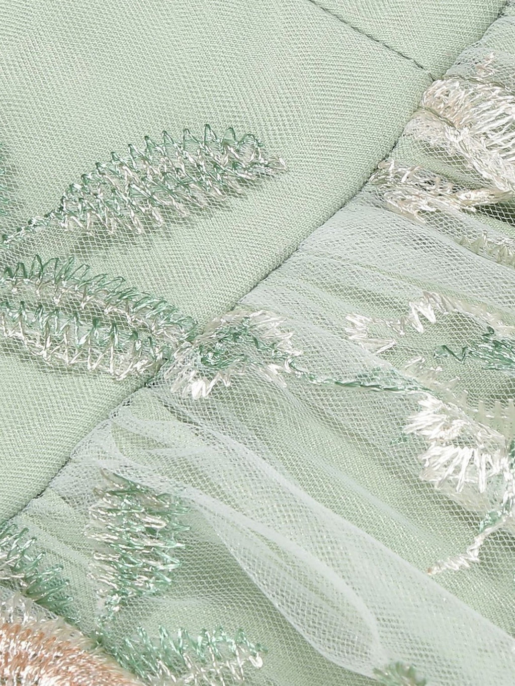 1950s Tie-Strap Floral Embroidered Tulle Dress