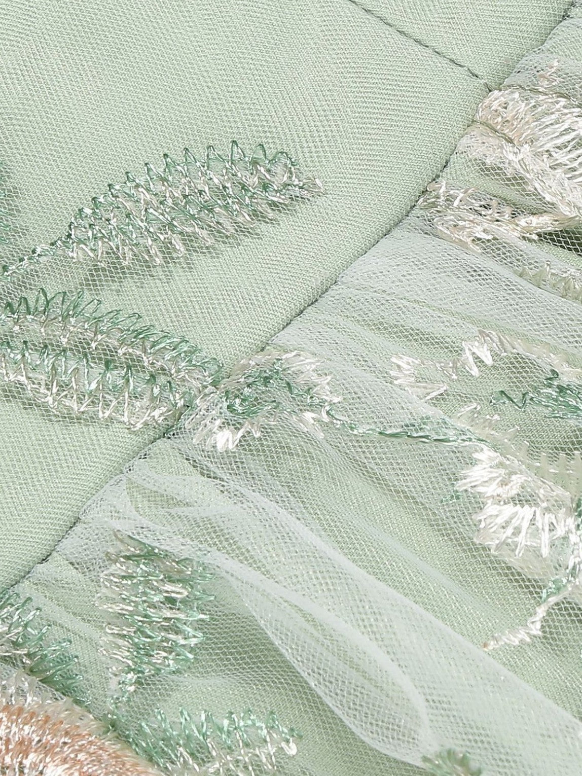 1950s Tie-Strap Floral Embroidered Tulle Dress
