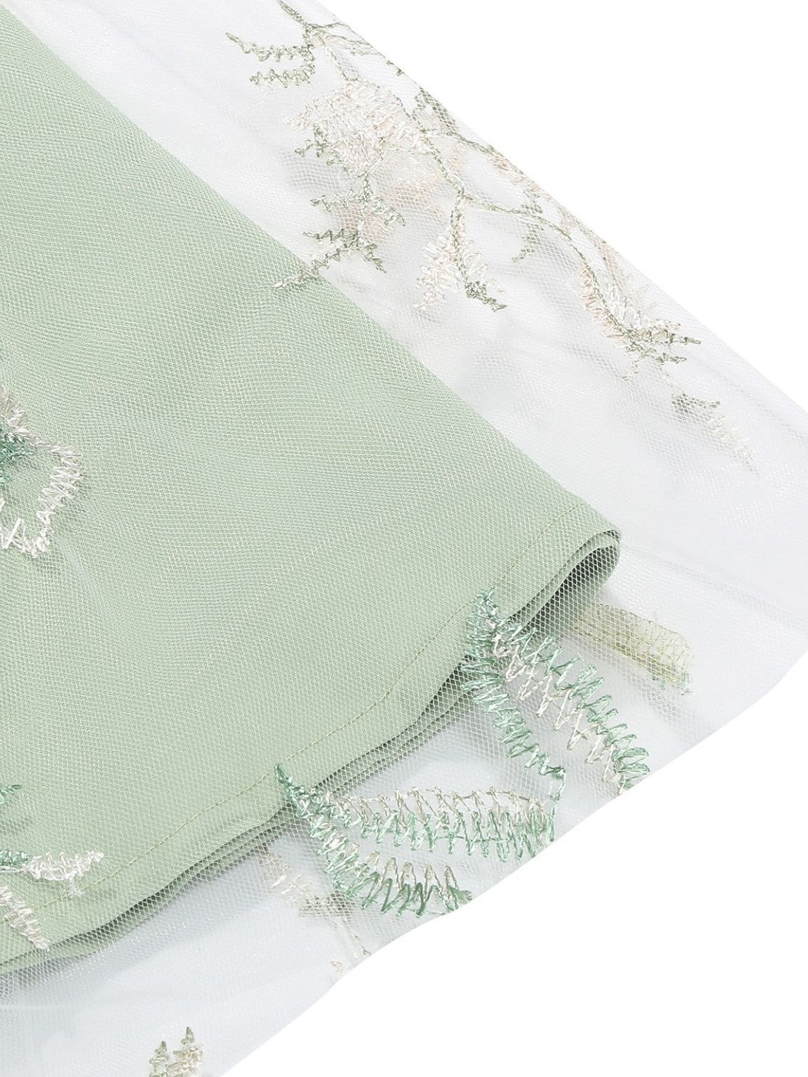1950s Tie-Strap Floral Embroidered Tulle Dress