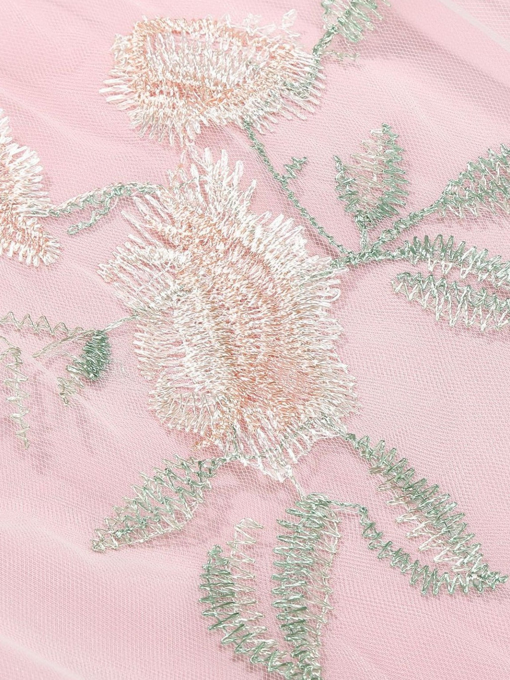 1950s Tie-Strap Floral Embroidered Tulle Dress