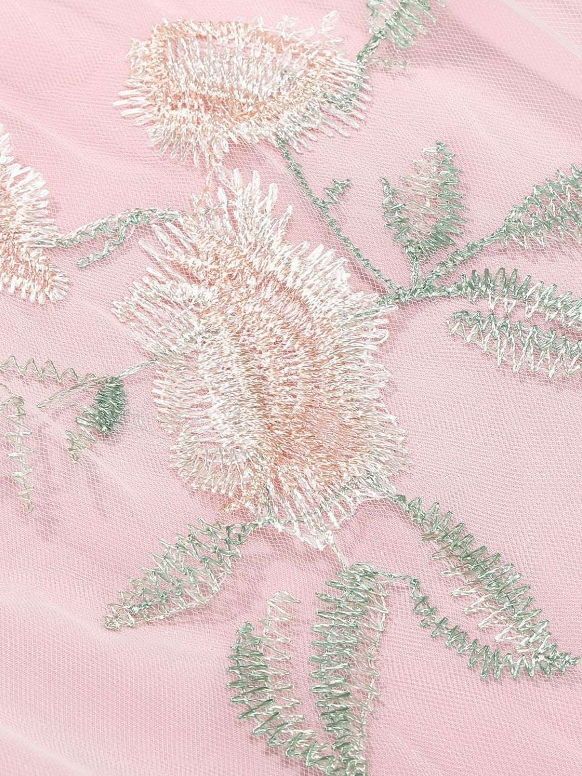 1950s Tie-Strap Floral Embroidered Tulle Dress