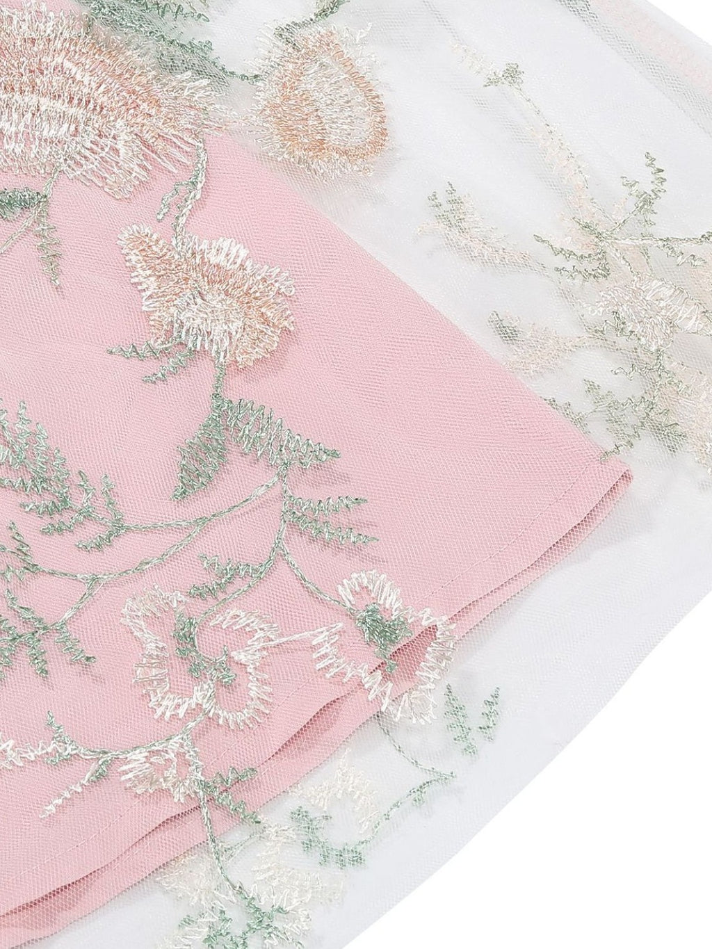 1950s Tie-Strap Floral Embroidered Tulle Dress