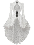 White 1980s Gigot Sleeve Victorian Lace Dress