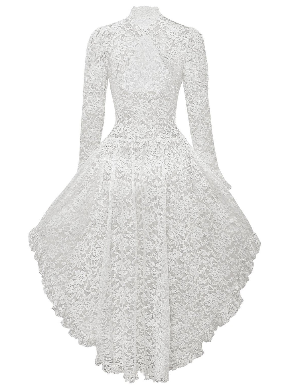 White 1980s Gigot Sleeve Victorian Lace Dress