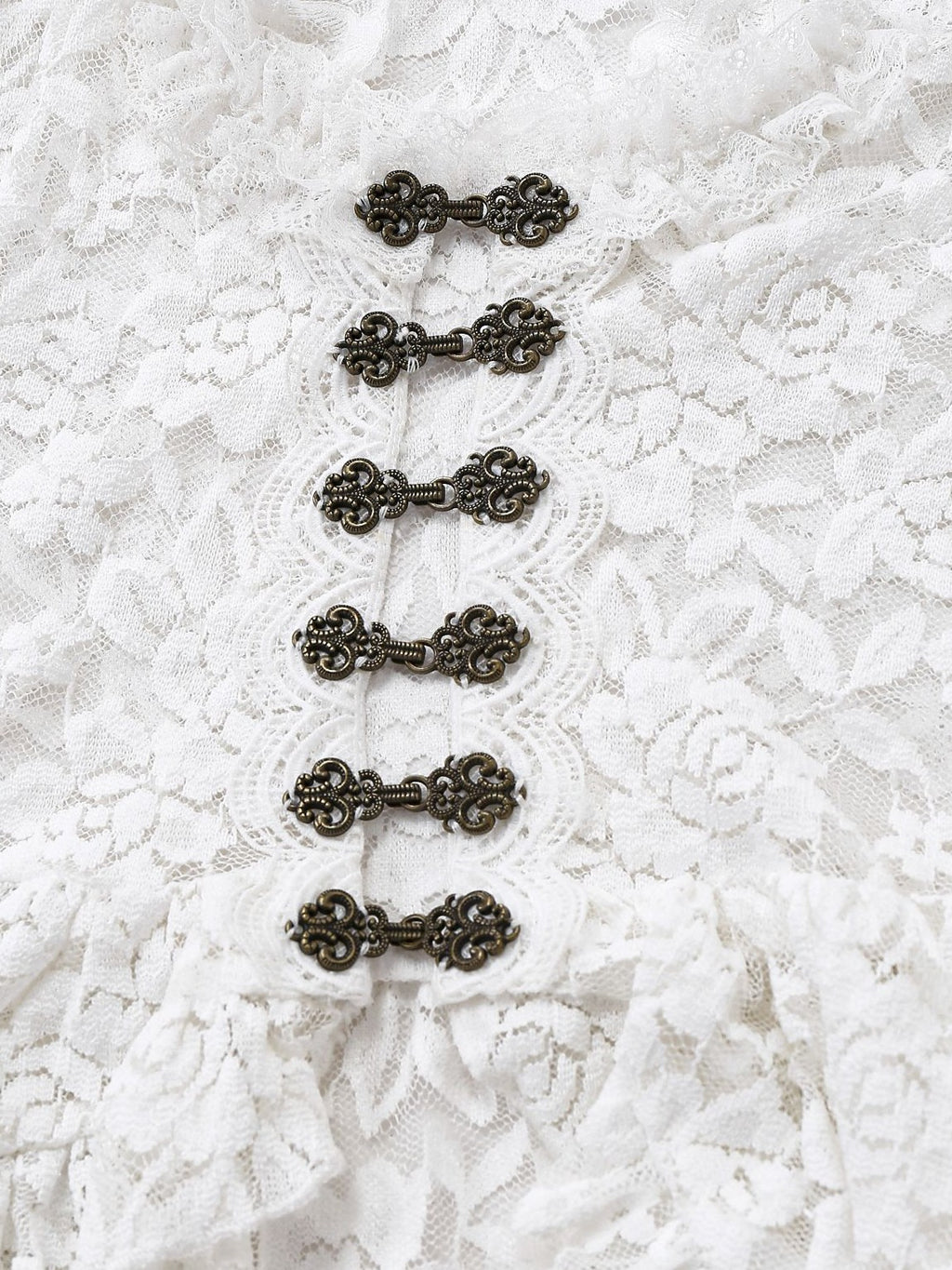 White 1980s Gigot Sleeve Victorian Lace Dress