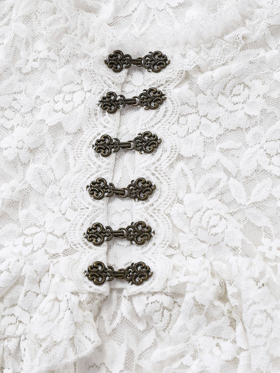 White 1980s Gigot Sleeve Victorian Lace Dress