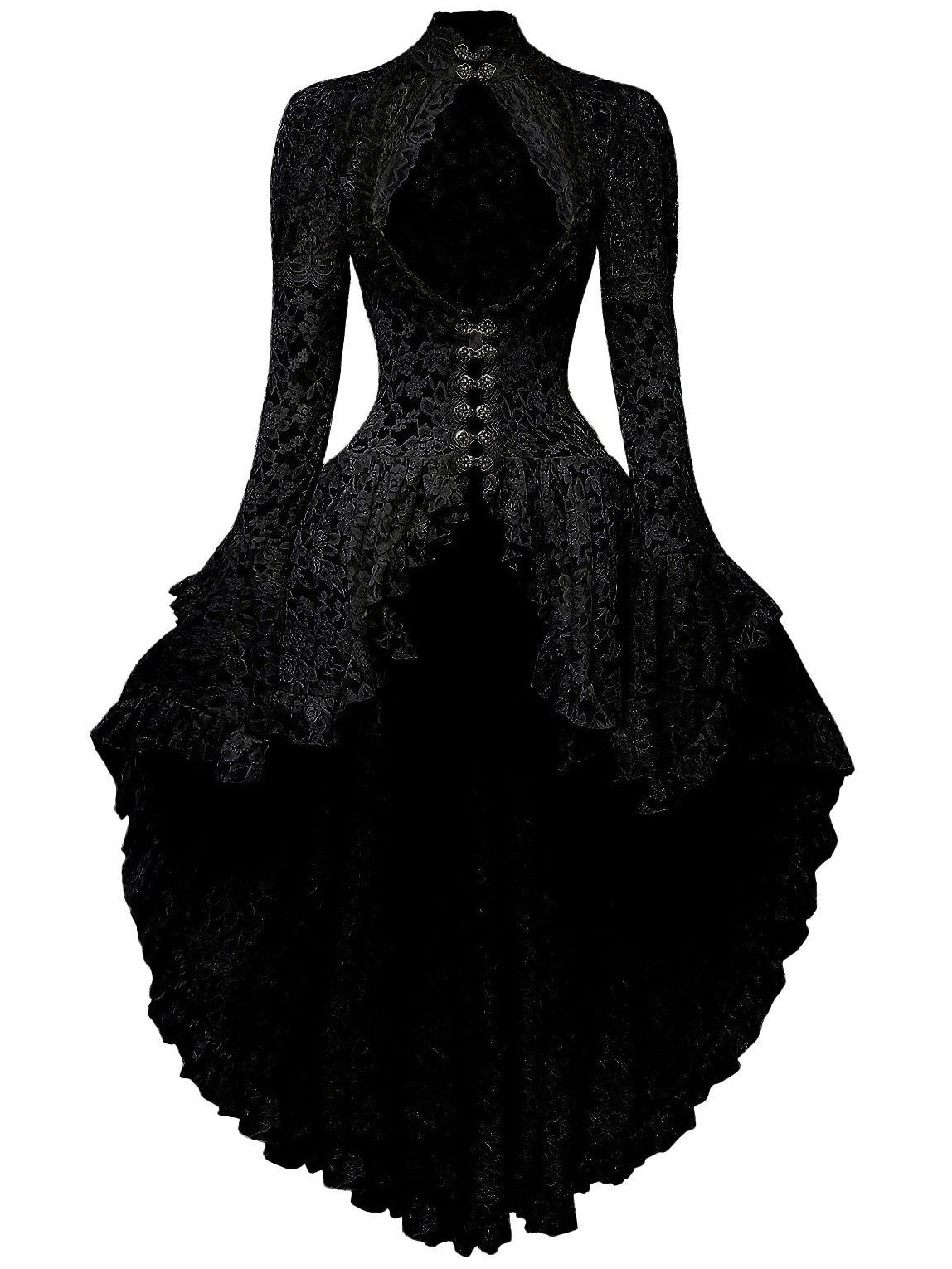 White 1980s Gigot Sleeve Victorian Lace Dress