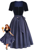 Imogen reproduction velvet dress with a square neck