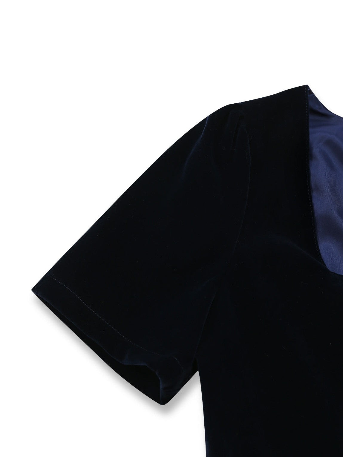 2PCS Blue 1950s Square Neck Velvet Dress & Polka Dot Apron