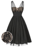 Ottoline reproduction swing dress in floral lace over mesh