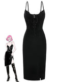 Quimby reproduction velvet dress with a bat-wing neckline