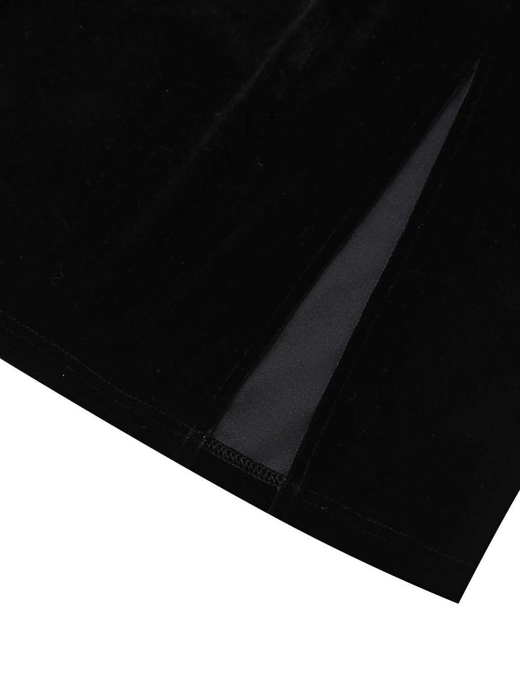 Black 1960s Bat Neckline Velvet Slit Dress