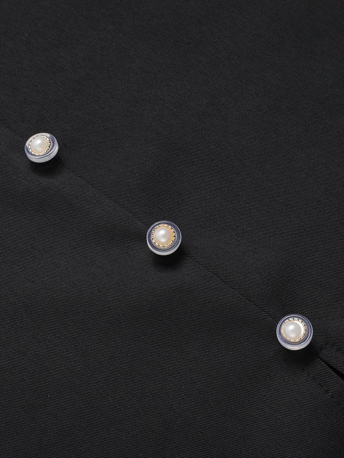 Black 1960s Solid Pearl Buttons Suspender Dress