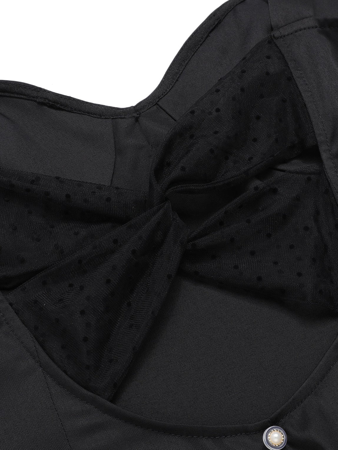 Black 1960s Solid Pearl Buttons Suspender Dress