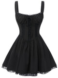 Black 1950s Solid Lace Gothic Dress
