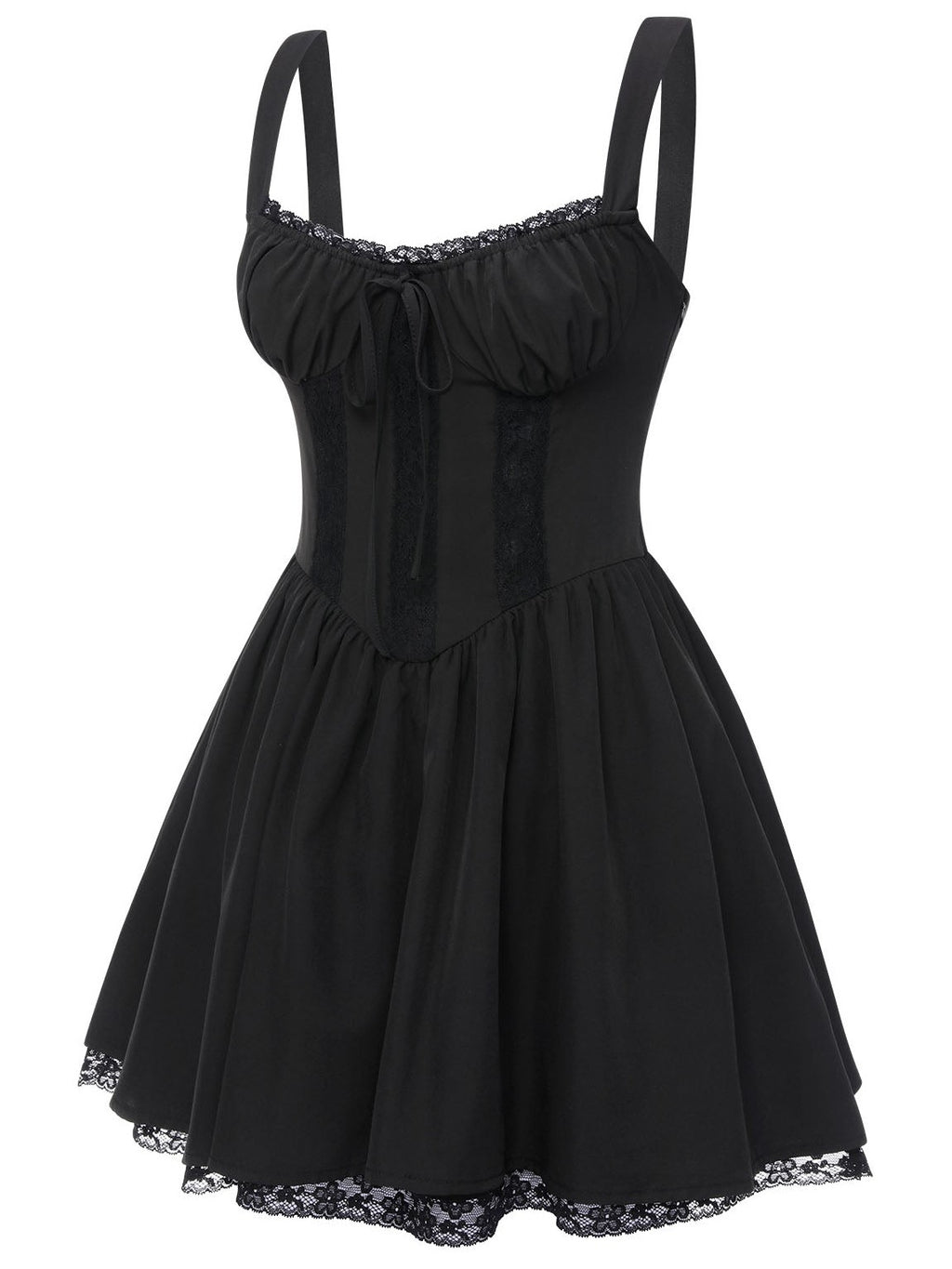 Black 1950s Solid Lace Gothic Dress