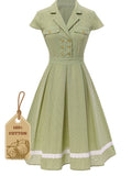 Willa reproduction dress in green plaid cotton