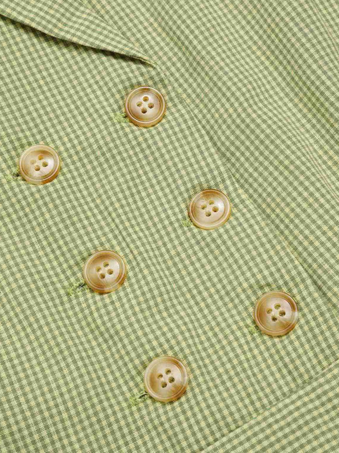Green 1940s Lace Plaid Cotton Patchwork Dress