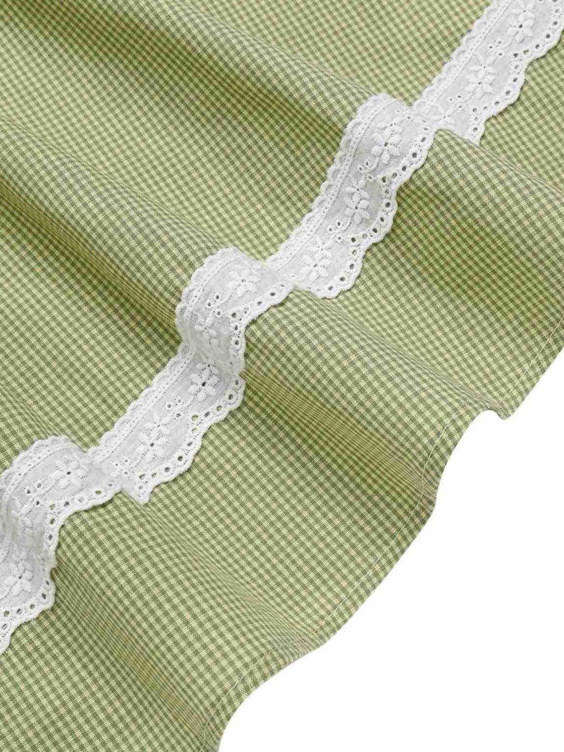 Green 1940s Lace Plaid Cotton Patchwork Dress