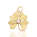 Antique-Style Victorian Two-Tone Gold Old Mine Simulated Diamond Clover Charm / Pendant