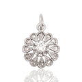 Antique-Style Art Deco White Gold Tone Old European Cut Simulated Diamond Rose Cut Simulated Diamond Pendant