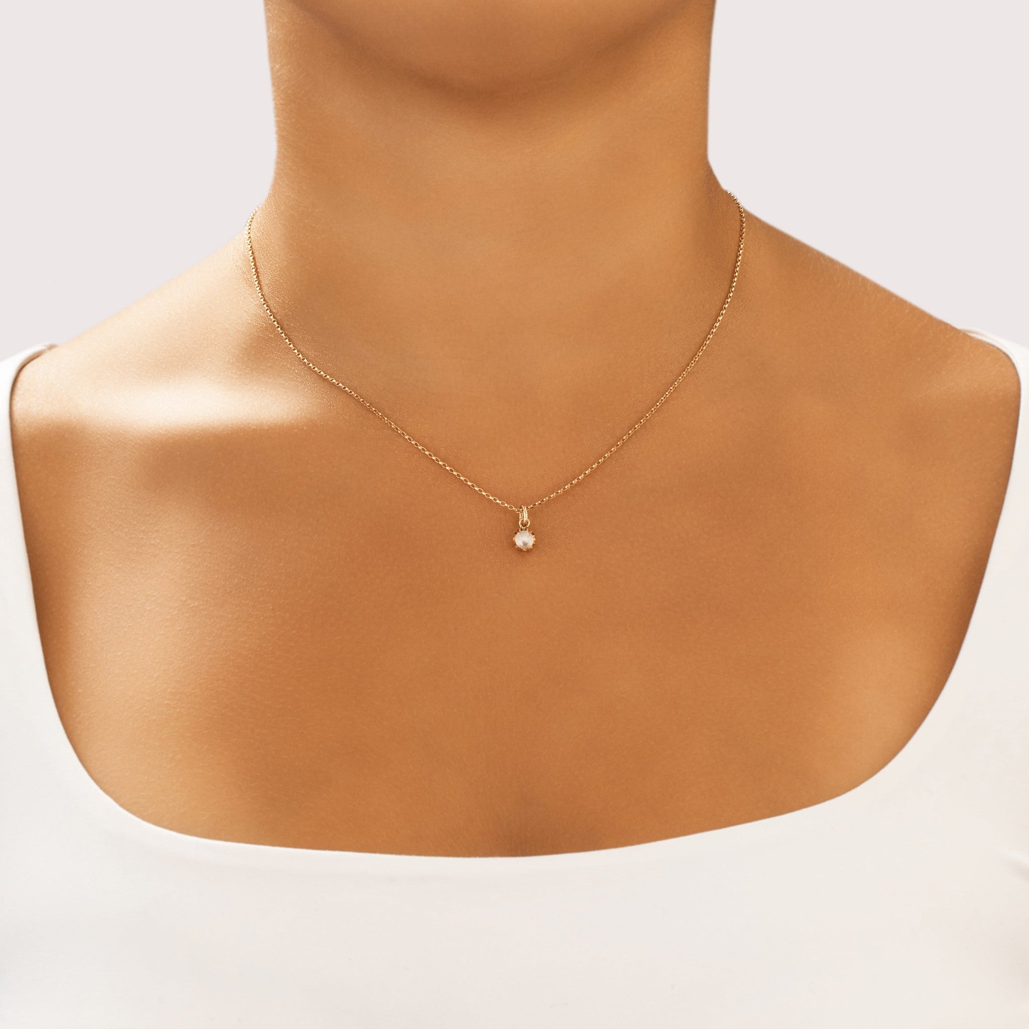 Antique-Style Small Rose Gold Tone . Simulated Moonstone Claw-Prong Orb Charm / Pendant