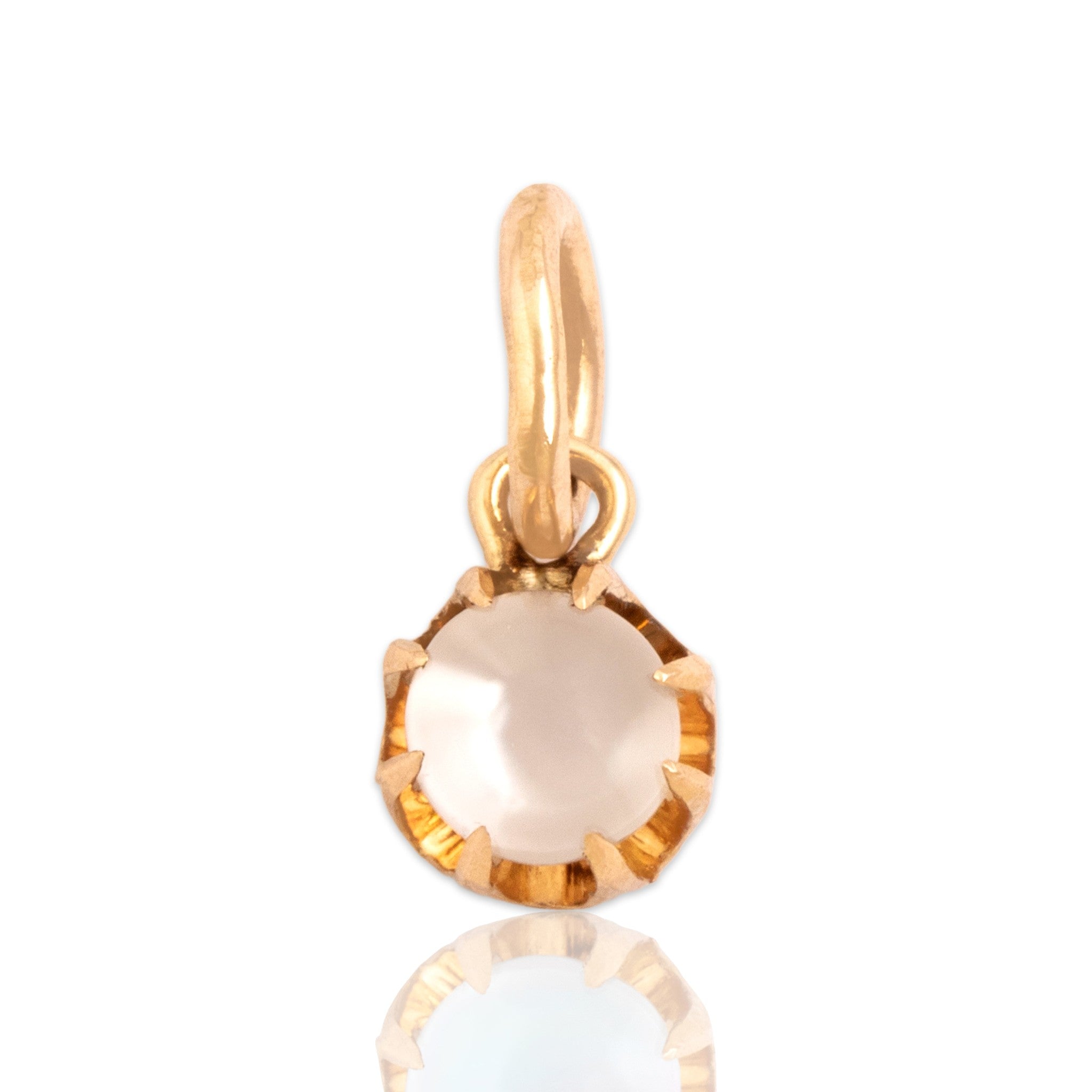 Antique-Style Small Rose Gold Tone . Simulated Moonstone Claw-Prong Orb Charm / Pendant