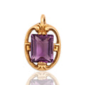 Antique-Style Art Nouveau Gold Tone Simulated Amethyst Elegant Flourishing Pendant