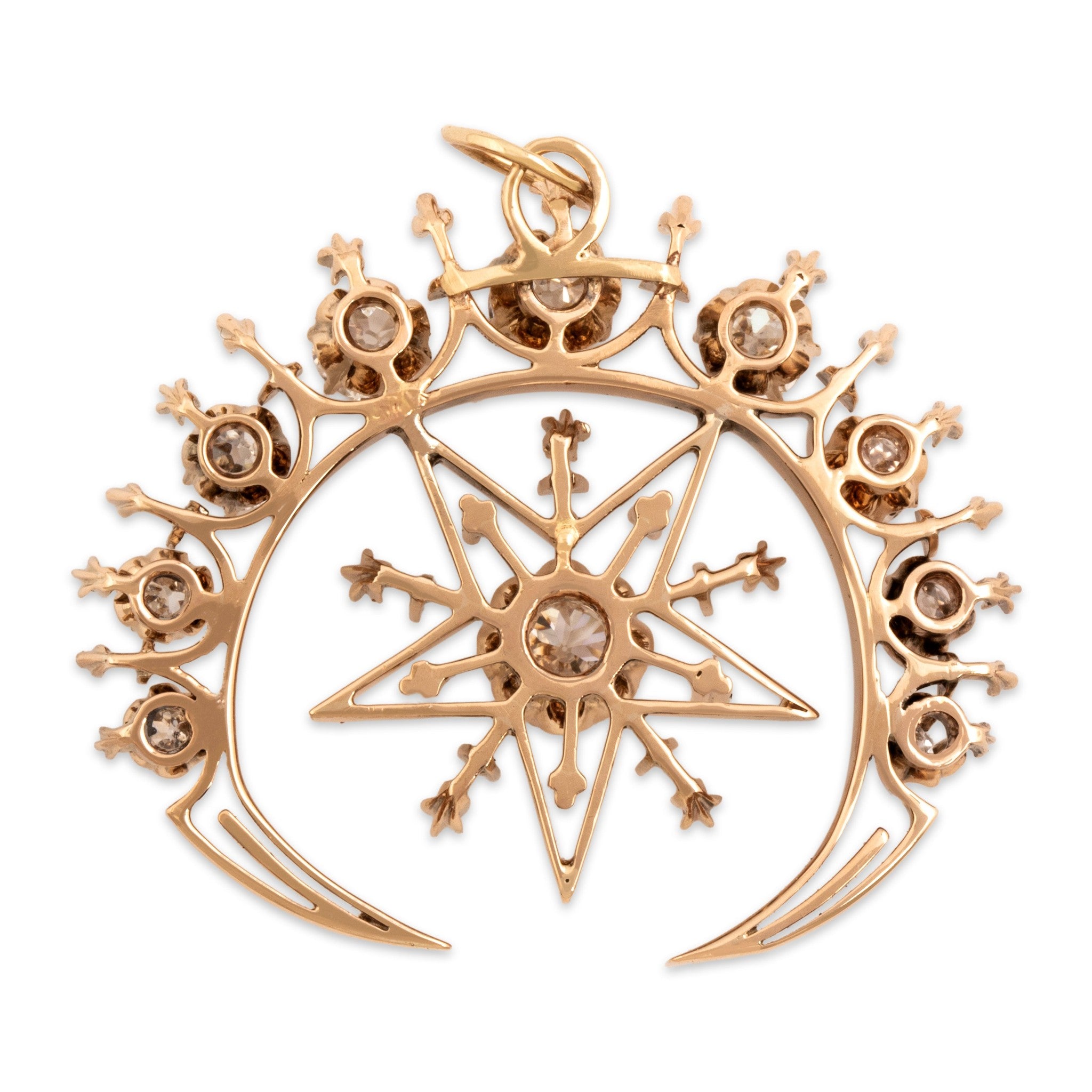 Antique-Style Victorian Gold Tone Old Mine Simulated Diamond Celestial Pendant